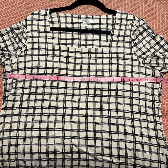 Chico's Monochrome Grid Pattern Blouse - Picture 4 of 5
